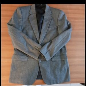 Burberrys Stripe Blazer Suit Jacket Mens 44S Gray Sport Coat Pure Wool